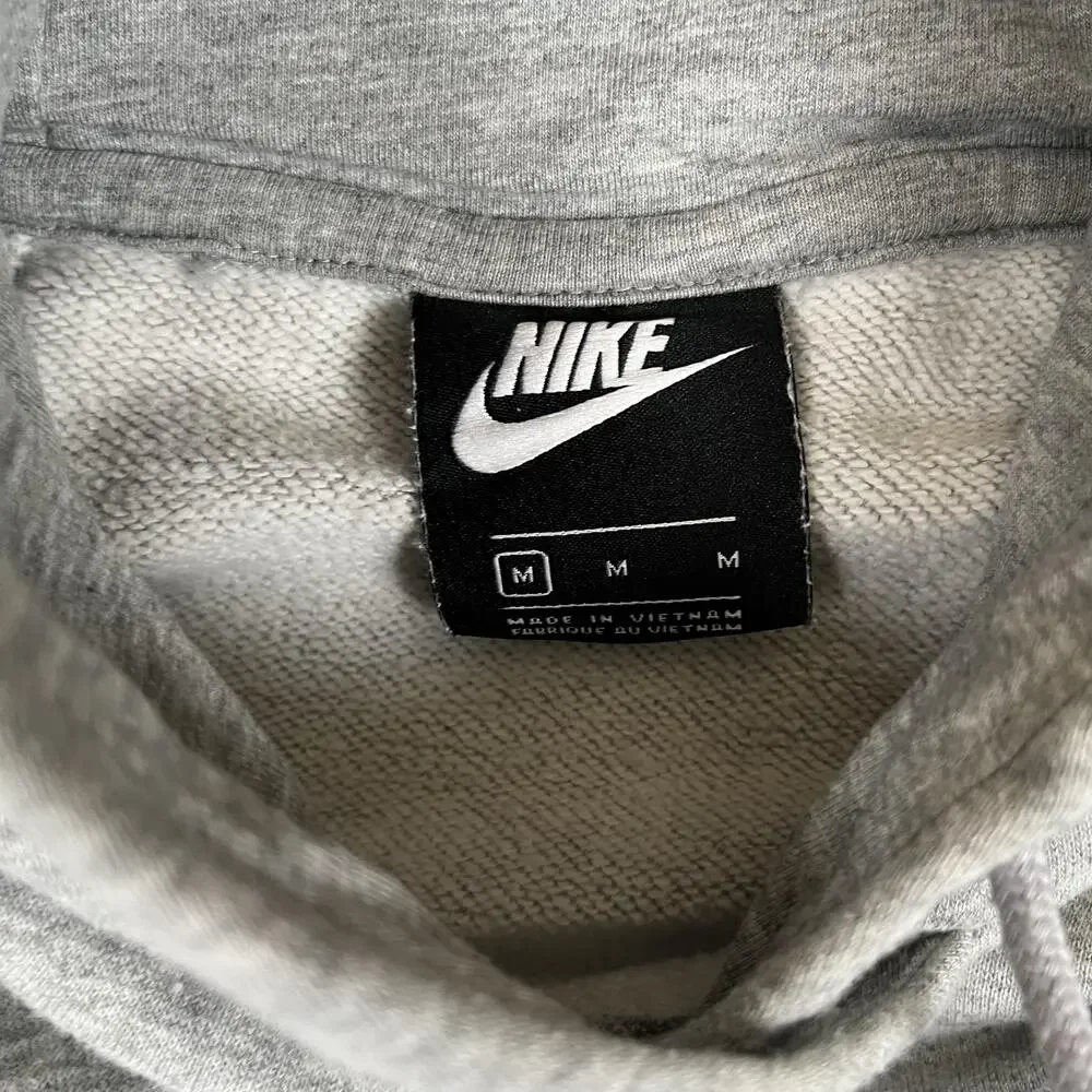 Nike Hoodie Womens Medium Gray Fleece Pullover Cowl Sweatshirt Small Swoosh